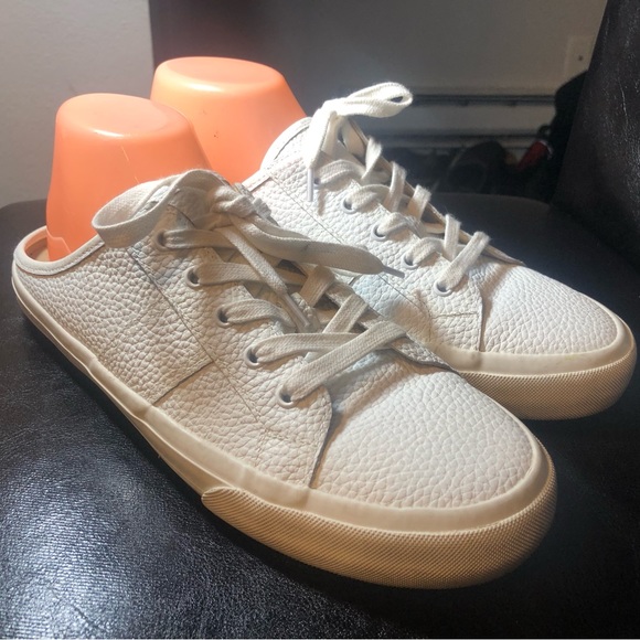 Crown Vintage Womens Floraine Mules Shoes White Leather Slip On Flat Heel 43/11M - Picture 5 of 12